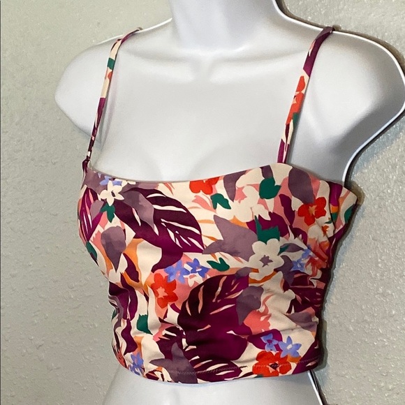 🆕 Athleta Tropical Fitted Bustier Camisole Bikini Top - Picture 5 of 11
